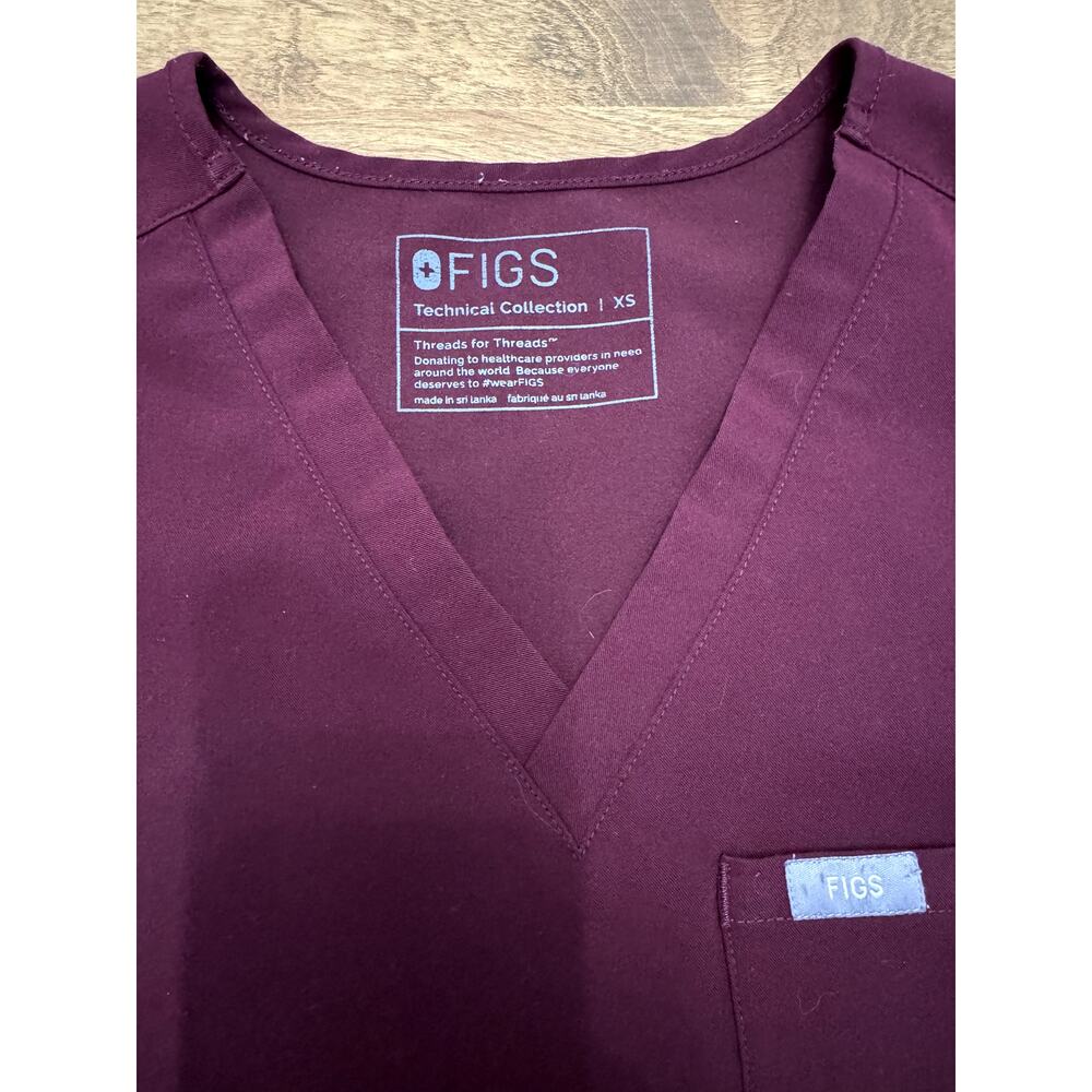 Figs Catarina Scrub Top Maroon XS - Picture 2 of 3